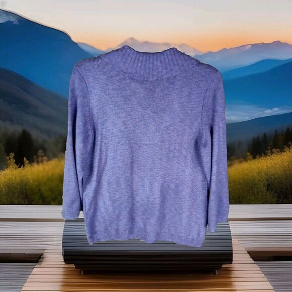 Christopher & Banks Pullover Sweater Purple Size S Collar V Neck Button... - Picture 6 of 8